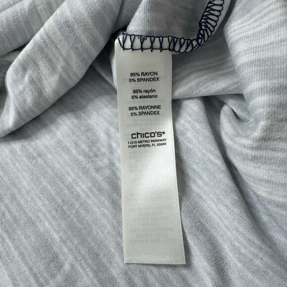 CHICOS Jersey Knit Sleeveless Dress in Blue & Ivory Stripe Size XL (3) Rayon - Picture 7 of 9